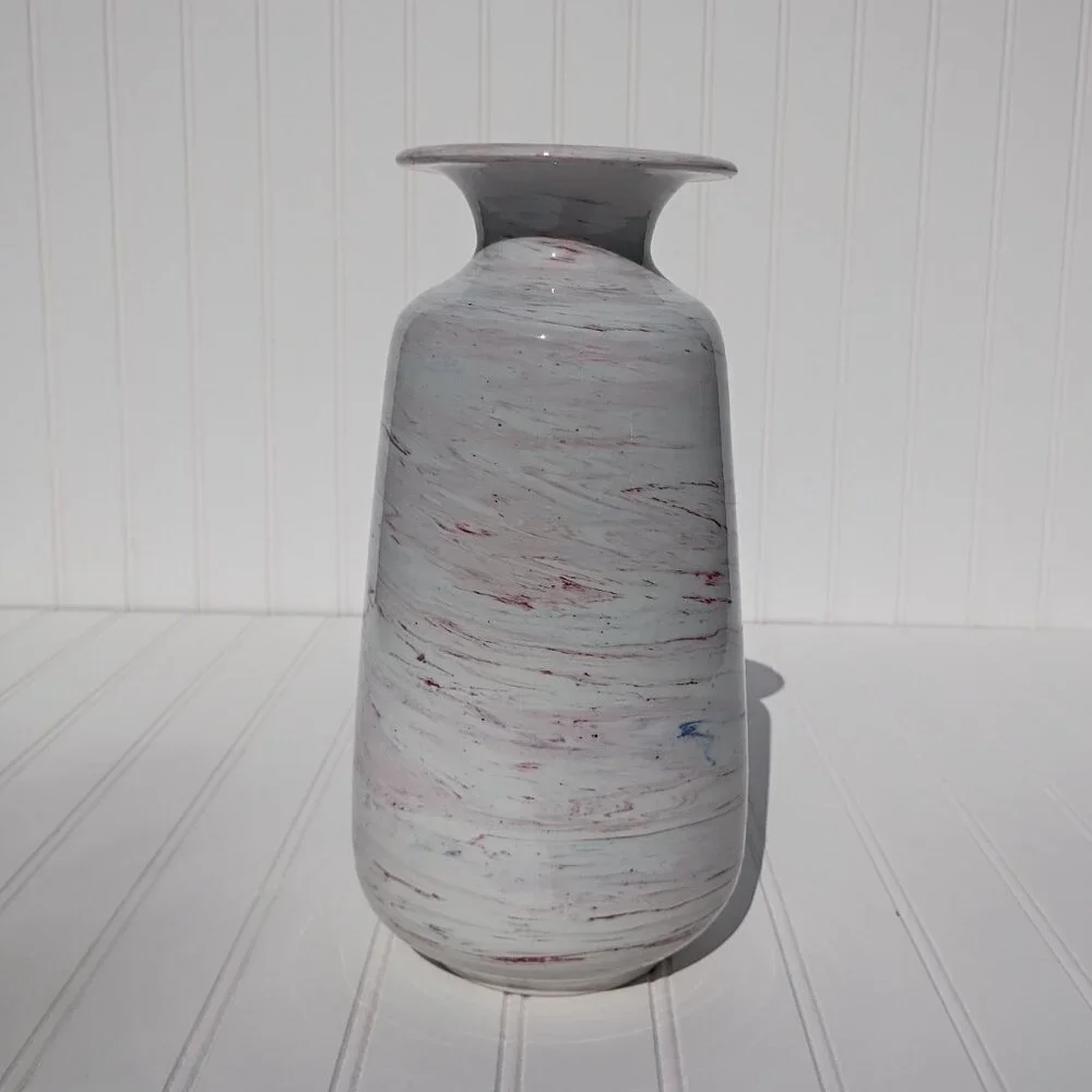Vintage Italian Pottery Vase 11.25” Mid Century Modern Marbled Scavo Bitossi MCM